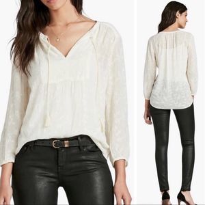 lucky brand | ivory embroidered peasant blouse NWT